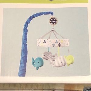 Crib Mobile - Whales Theme Blue and Gray